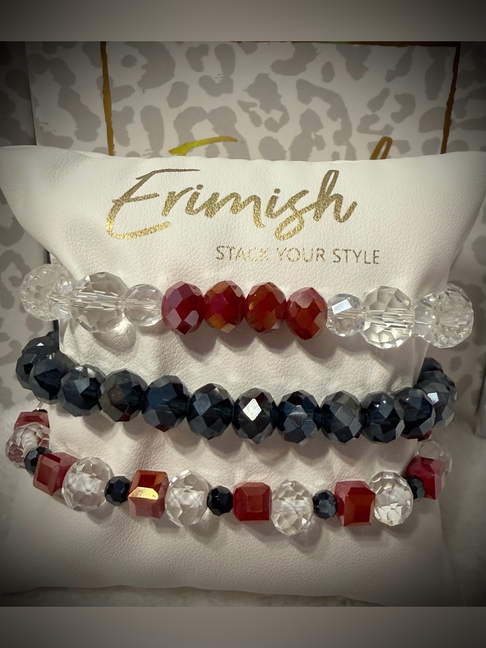 New ERIMISH Bracelets 3 pc Stack - Red, White & Navy